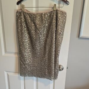 Chico's Sparkling Sequin Pencil Skirt - Silver